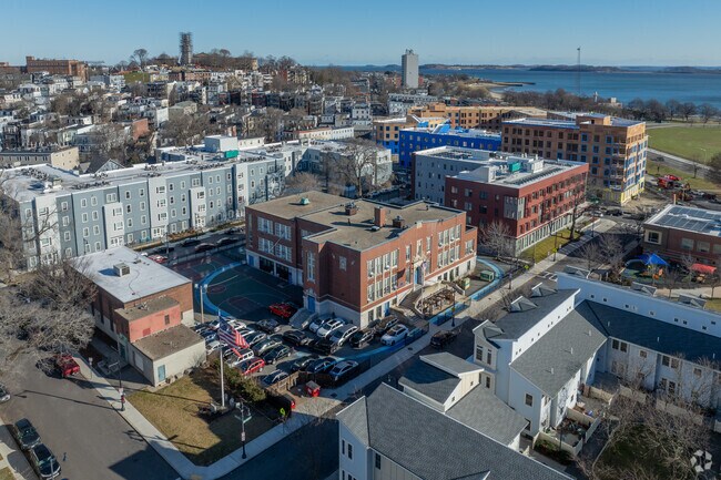 Michael J. Perkins Elementary School in Boston is situated just by the water.
