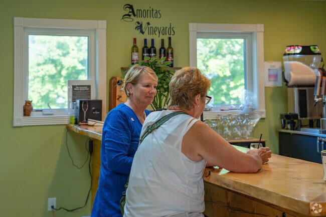 Residents enjoy local wines in the tasting room at Amorita's Vineyards in Lake Leelanau.