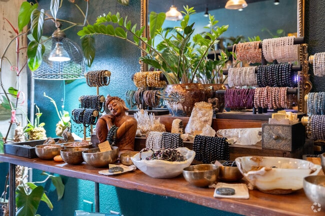 Explore the eclectic products at Wyatt Moon Mercatile on S State St south of Dunthorpe.