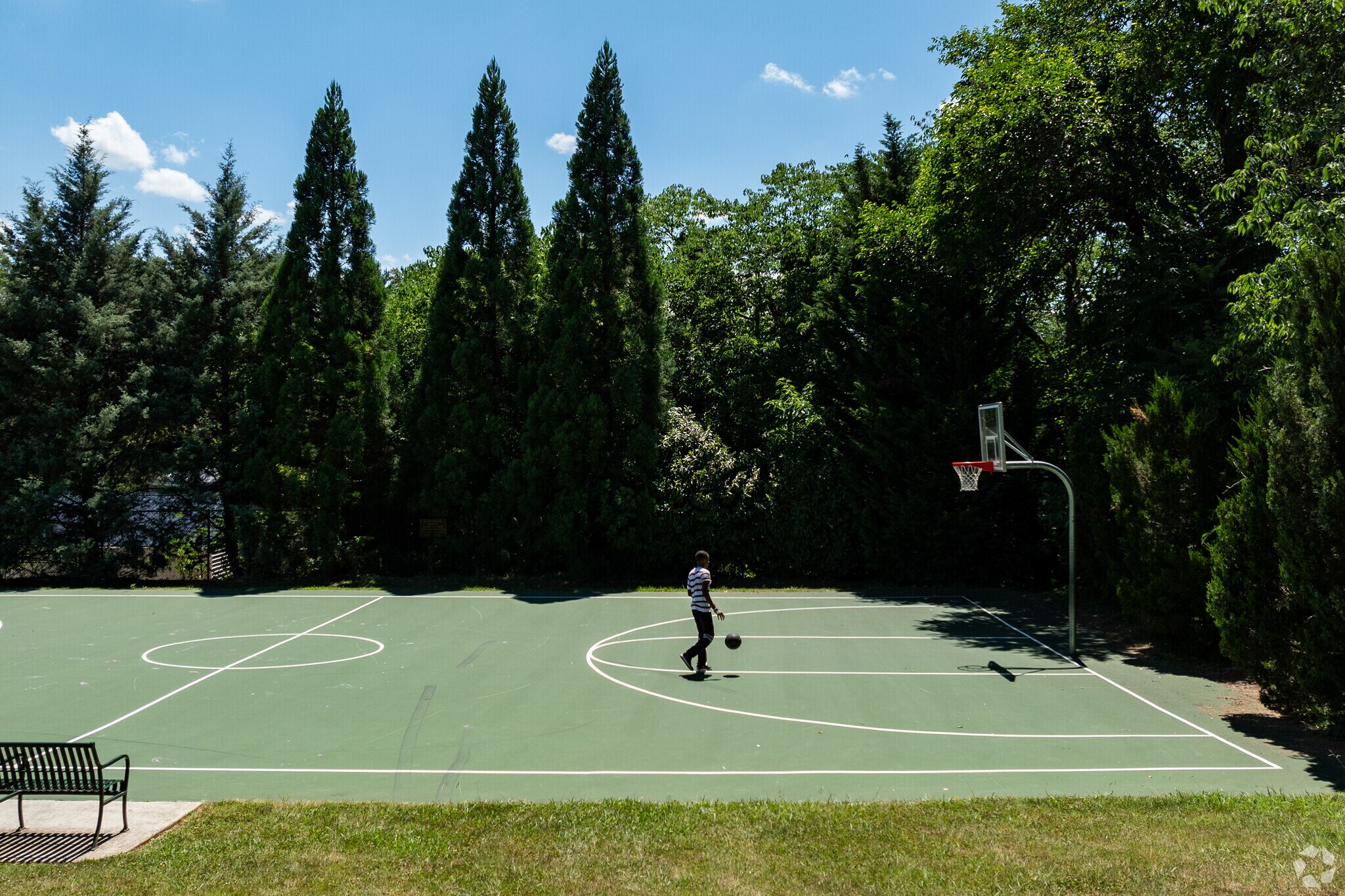 Residents of Tingbridge can visit the Yoder Community Center and play pick up basketball.
