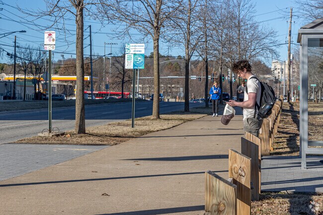 University of Arkansas students utilize the Razorback transit system.