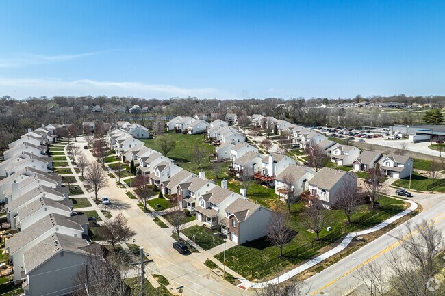 Brick homes in a residential neighborhood overview.