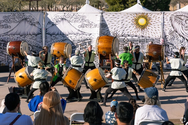 Matsuri performs at amphitheater at Steele Indian School Park.