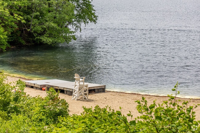 Pine Bluff Beach connects to Lake Boone in Stow, MA.