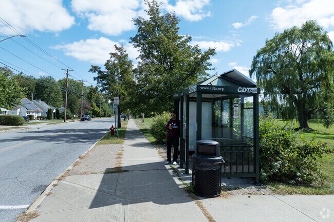 There are bus stops all along Whitehall Ave. that are quick to grab and take you anywhere.