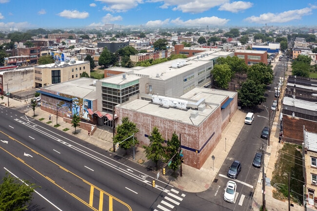 Alternate aerial view of Julia de Burgos Elementary School in Fairhill.