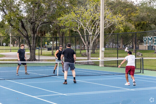 Pembroke Shores pickleball players meet at the C.B. Park courts.