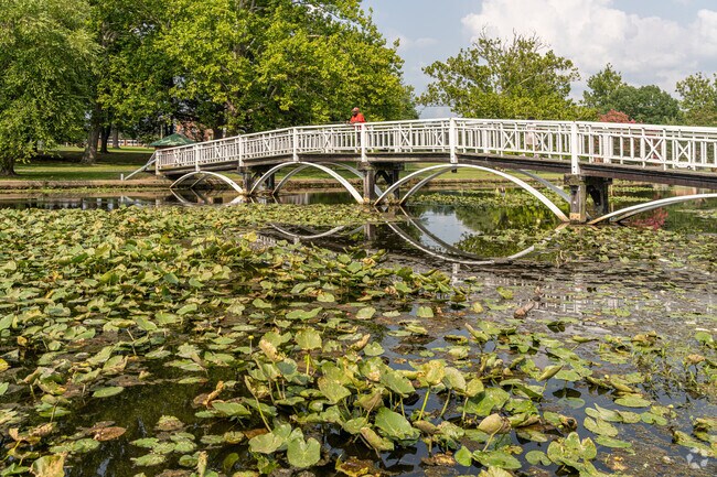 A fisherman tries his luck on a footbridge in Salisbury City Park near Doverdale.