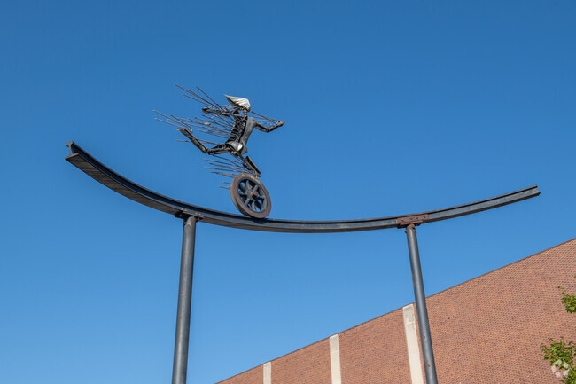 Sculptures in Wehnwood celebrate the history of railroads.