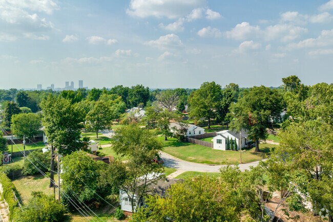 Florence Park South nestled under Tulsa's downtown skyline.