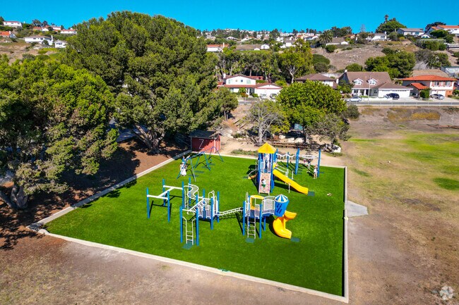 The playground at Point Vicente Elementary has a turf field.