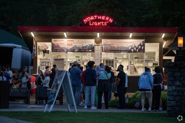 Inlet hosts the Northern Lights ice cream stand where gelato complements regular ice cream.