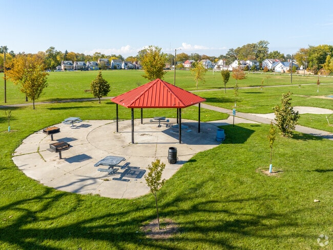 A gazebo in Littlefield Park is great for spending time with friends.