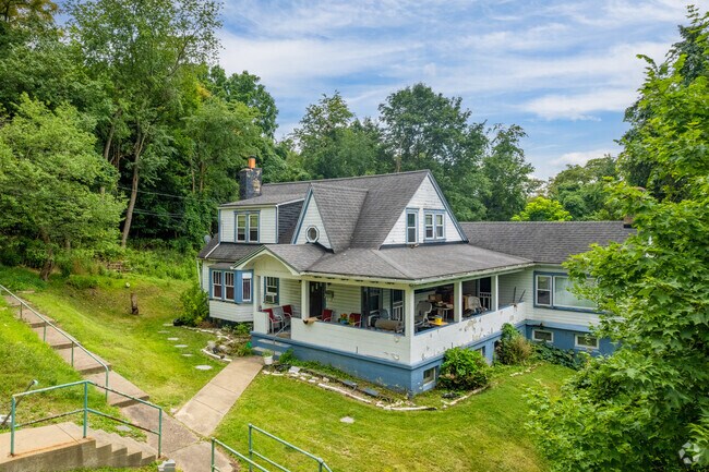 The homes in East Hills take are all unique and typically built in to steep hillsides.