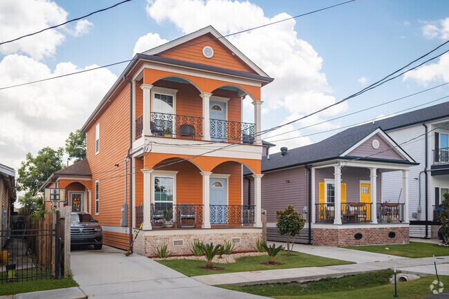 Orange, purple, and yellow, all make an appearance on these newly appointed homes in Whitney.
