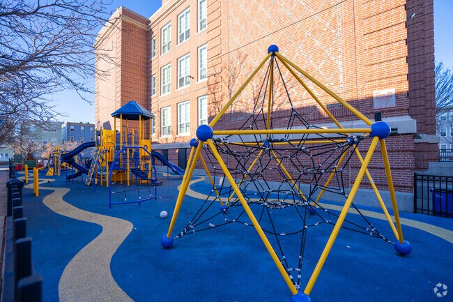 Students can climb this structure at James Otis Elementary School in East Boston.