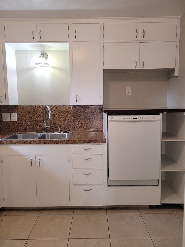 KITCHEN WITH RAISED DISHWASHER AND HIGH ARCH FAUCET