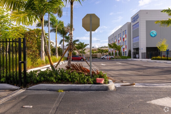 colorful building with the sign