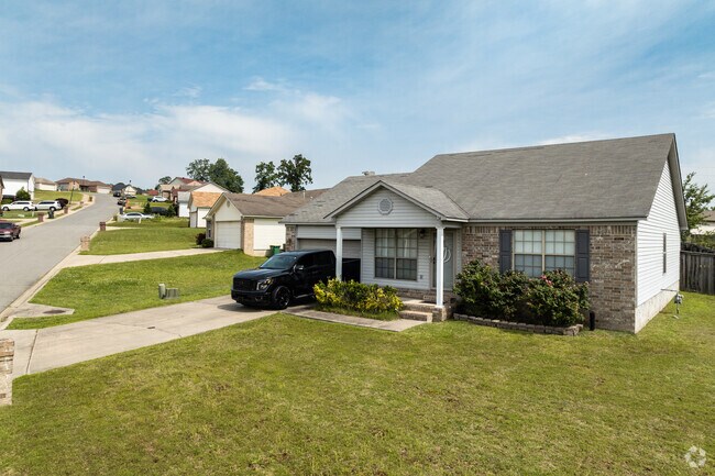 Homes sit on the varied terrain of the Pecan Lake neighborhood.