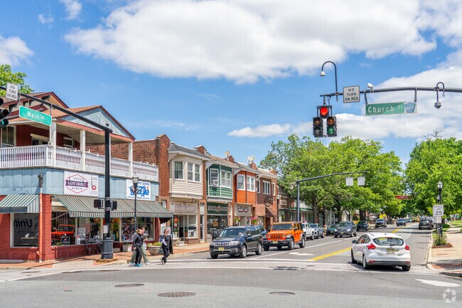 The intersection of Main and Church Streets is the center of action in Moorestown.