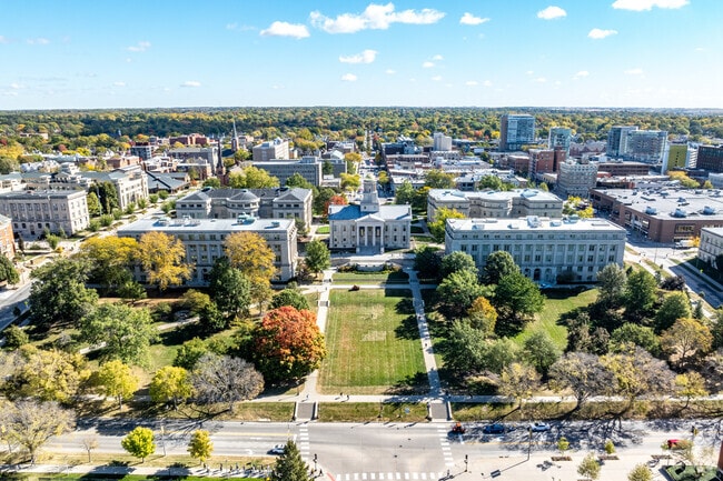 Downtown Iowa City shares space and amenities with the University of Iowa and its students.