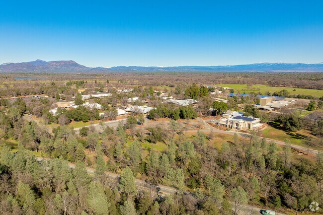 Shasta College in Shasta Lake has a beautiful campus surrounded by mountains.
