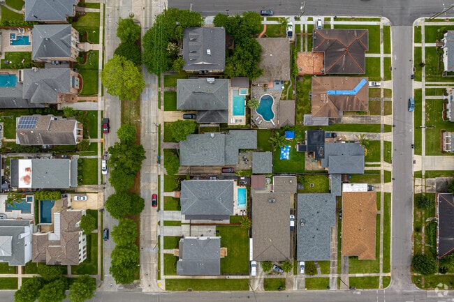 A Rooftop View of Homes in the Lakeview Neighborhood of New Orleans