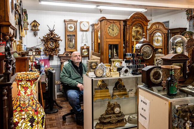 A popular place to browse for antique clocks inside King Richard's Antique Center in Whittier.