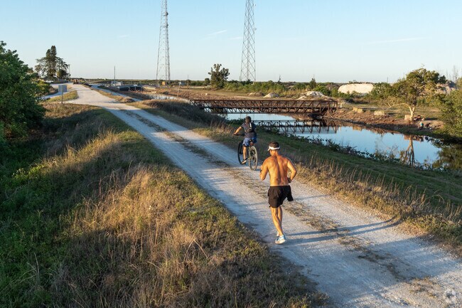 Athletes can run along the miles-long trail just a few minutes from Parkland Isles.