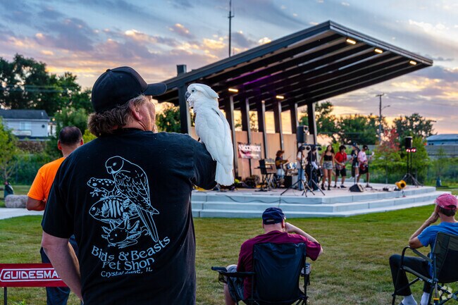 Locals bring their pets to enjoy the Fox Lake Friday Night Concert Series.