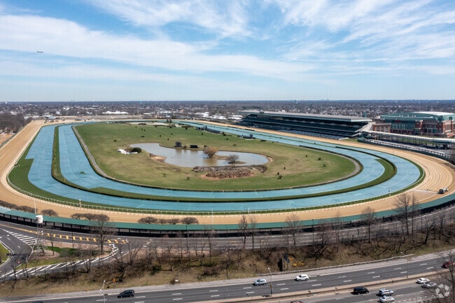 Belmont Park racetrack is located very close to the Stewart Manor neighborhood.