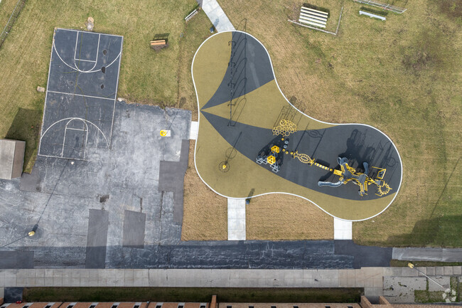 A view of the playground of Neil Armstrong Elementary School from above.