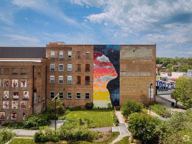 Local artwork brightens the side of the Ritz Theater in Newburgh.