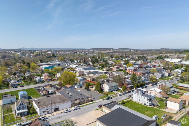 The residential area south of Route 12 has a mixture of homes and commercial buildings.
