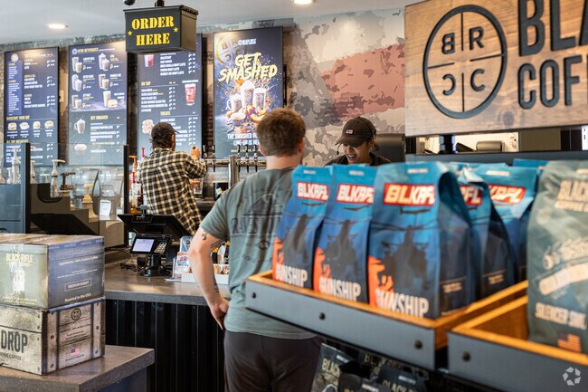 Get coffee and apparel at Veteran owned Black Rifle Coffee in Cromwell Farm.