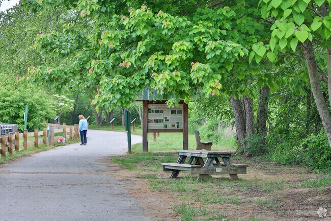 The Little Tennessee Greenway runs through the middle of Franklin offering places to walk or play.
