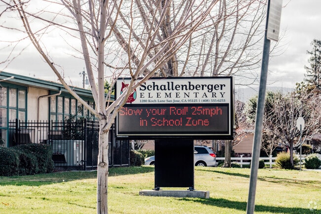 The signage of Schallenberger Elementary School in San Jose, California.