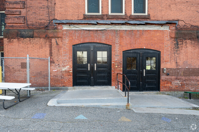 Classic doors in the rear of Grafton Street School in Worcester.
