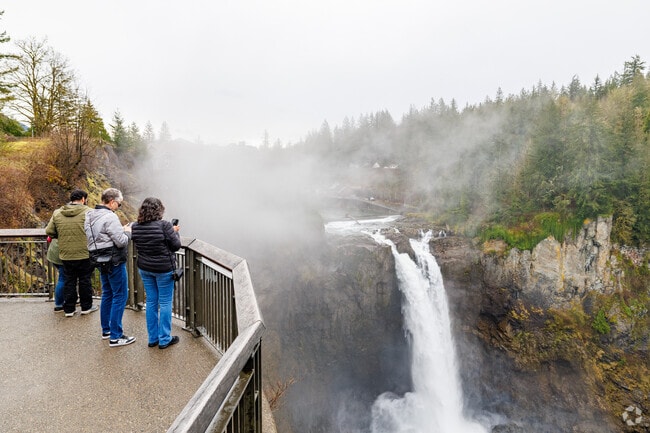 Snoqualmie Falls Park is best known for its 270-foot falls that visitors can enjoy.