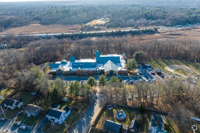 An aerial over the Dr. Gertrude Bailey Elementary School in Lowell, MA.