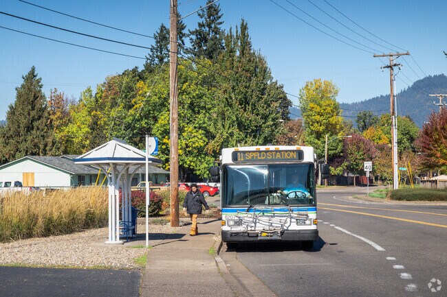 Bus stops line major roadways throughout the Thurston community.
