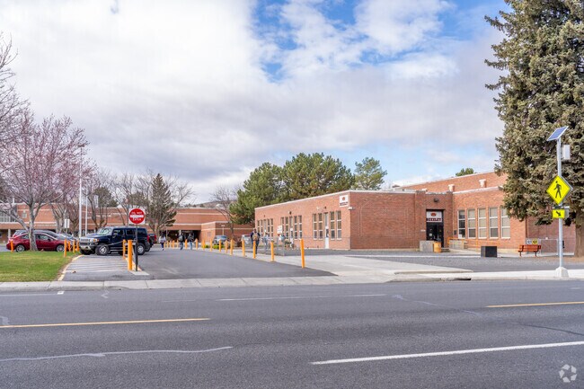 Ephrata High School has a small parking lots for students in front of the school.