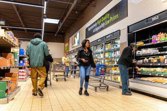 Residents can shop for affordable home cooking items at Aldi in Hollywood Park.