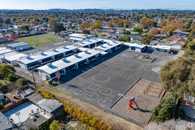 Cave Language Academy offers a sprawling campus when viewed from above.