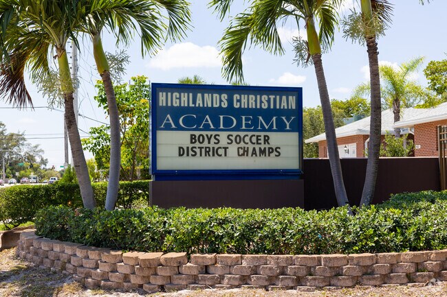 Signage at the entrance of Highland Christian Academy.