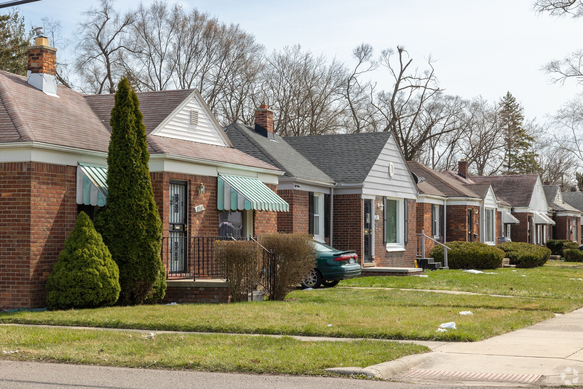 Brick bungalow homes are prominent in the Joy Community.