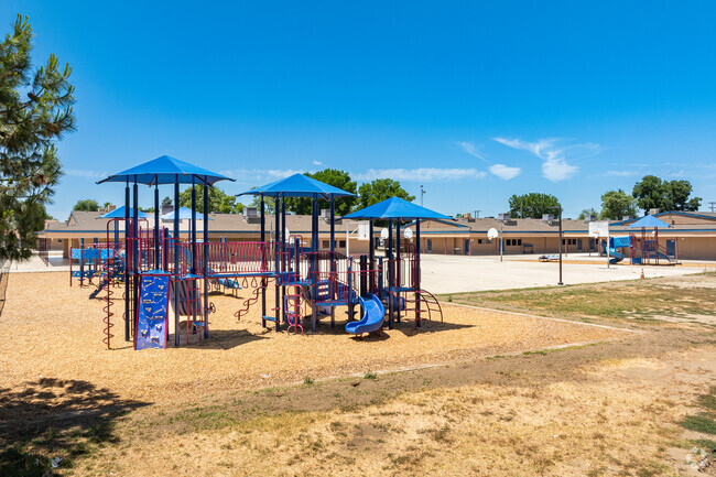 Pleasant Elementary School provides shaded play equipment for Tulare students to enjoy.
