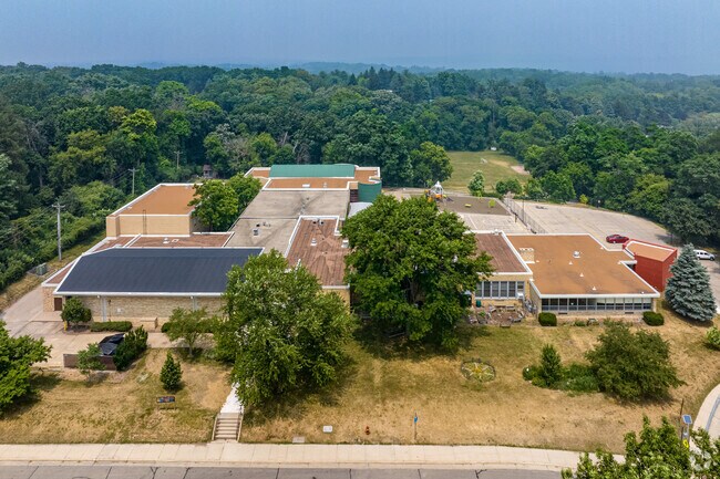 An aerial view of Crestwood Elementary School in Madison.