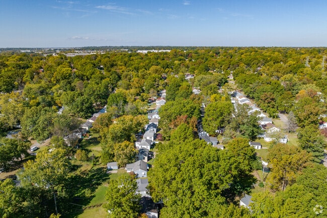 Aerial overview of Hanley Hills and its single family homes.