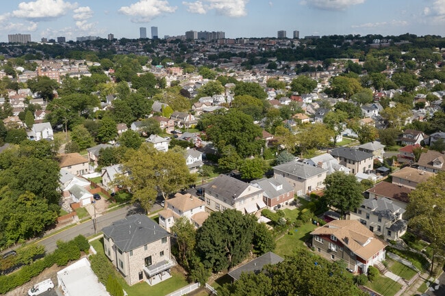 An aerial view of houses in  Ridgefield, NJ.